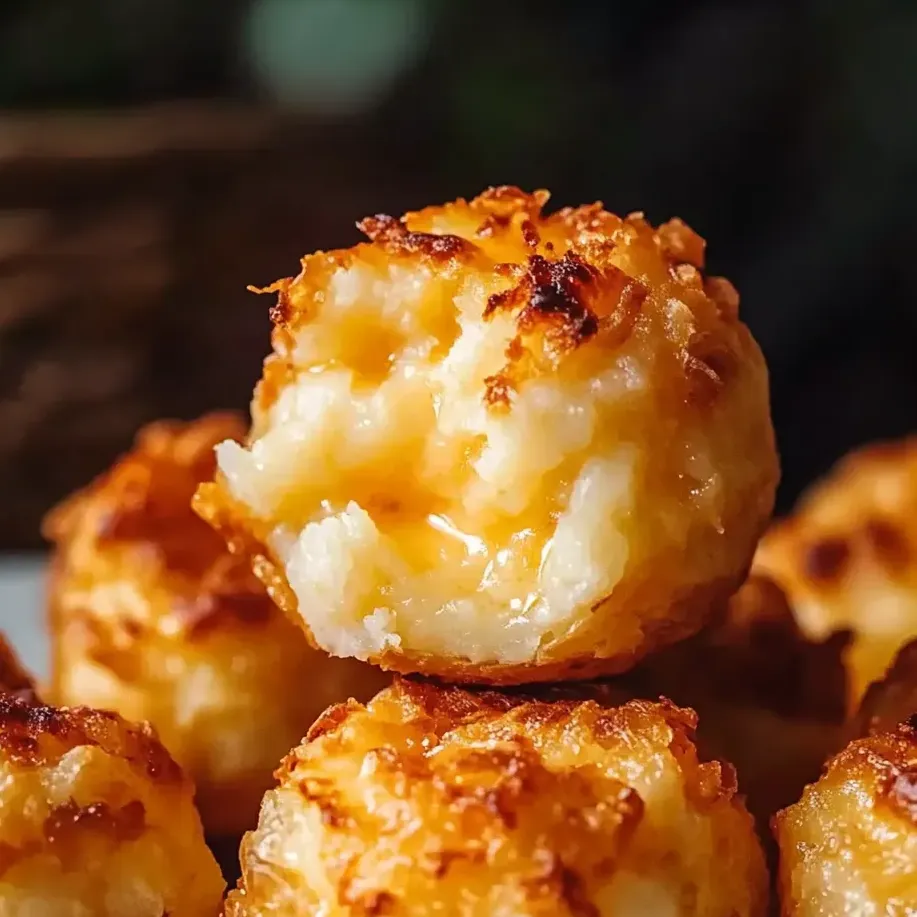 Soufflés de purée de pommes de terre au fromage sur une assiette.