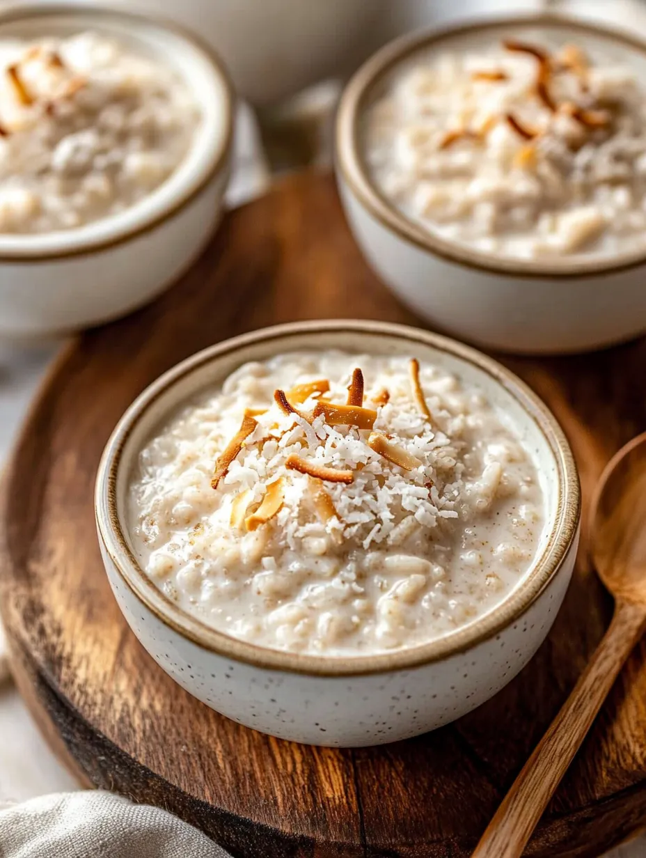 Un bol de riz crémeux à la noix de coco.