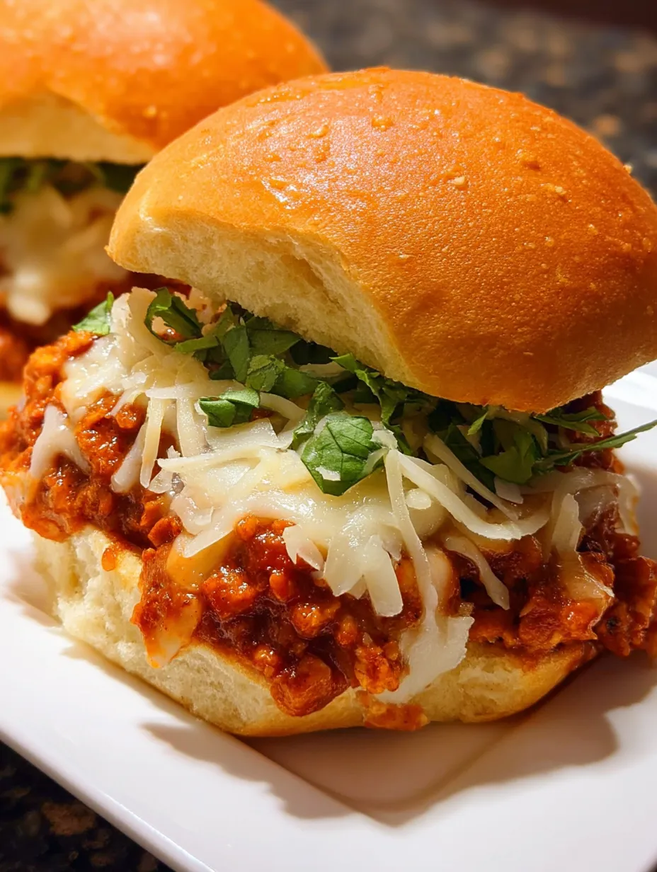 Un sandwich sloppy joe au poulet parmesan.