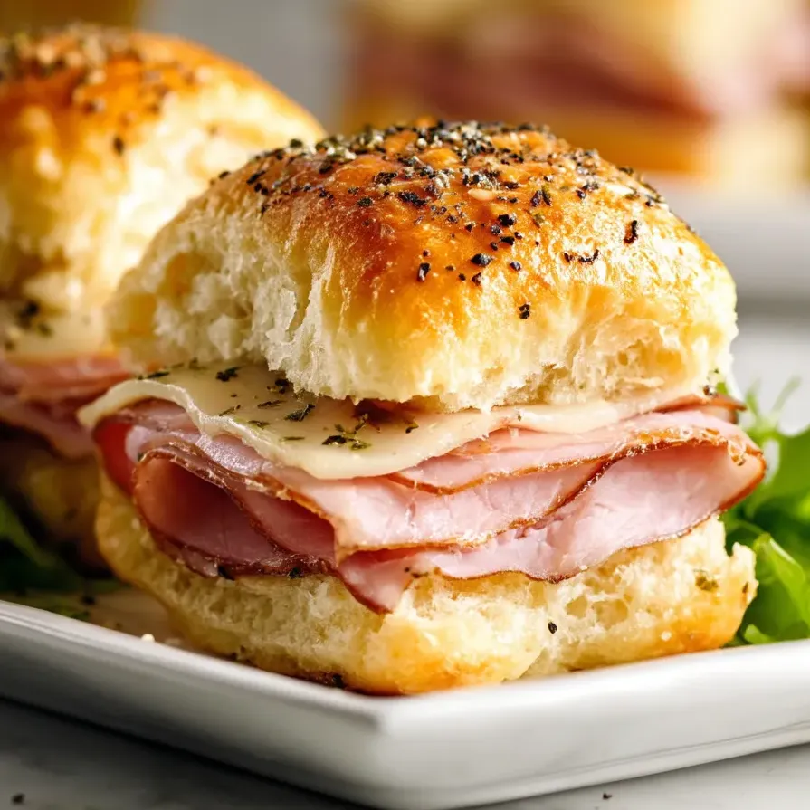 Deux sandwichs jambon fromage sur une assiette.