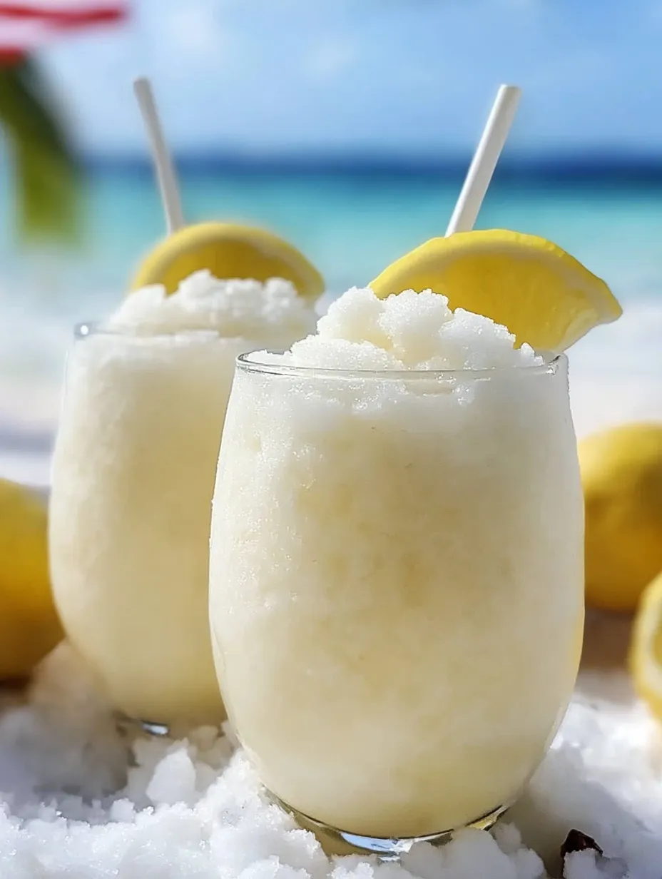 Deux verres de granité citron-coco.