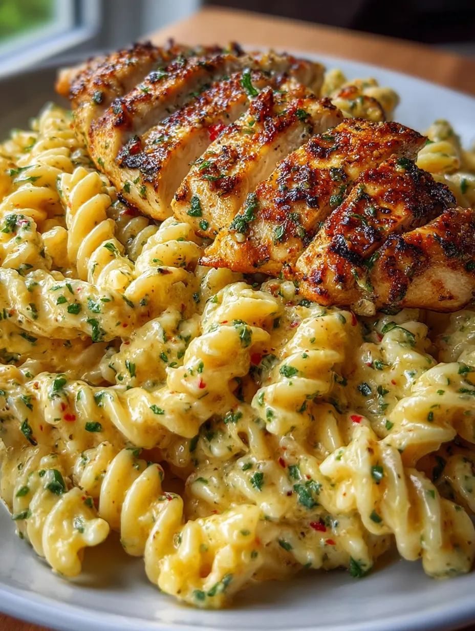 Une assiette de pâtes et morceaux de poulet golden.