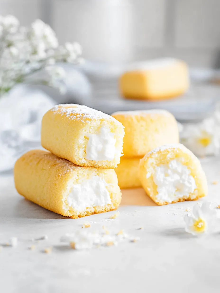 Un tas de petits gâteaux à la vanille avec de la garniture blanche.