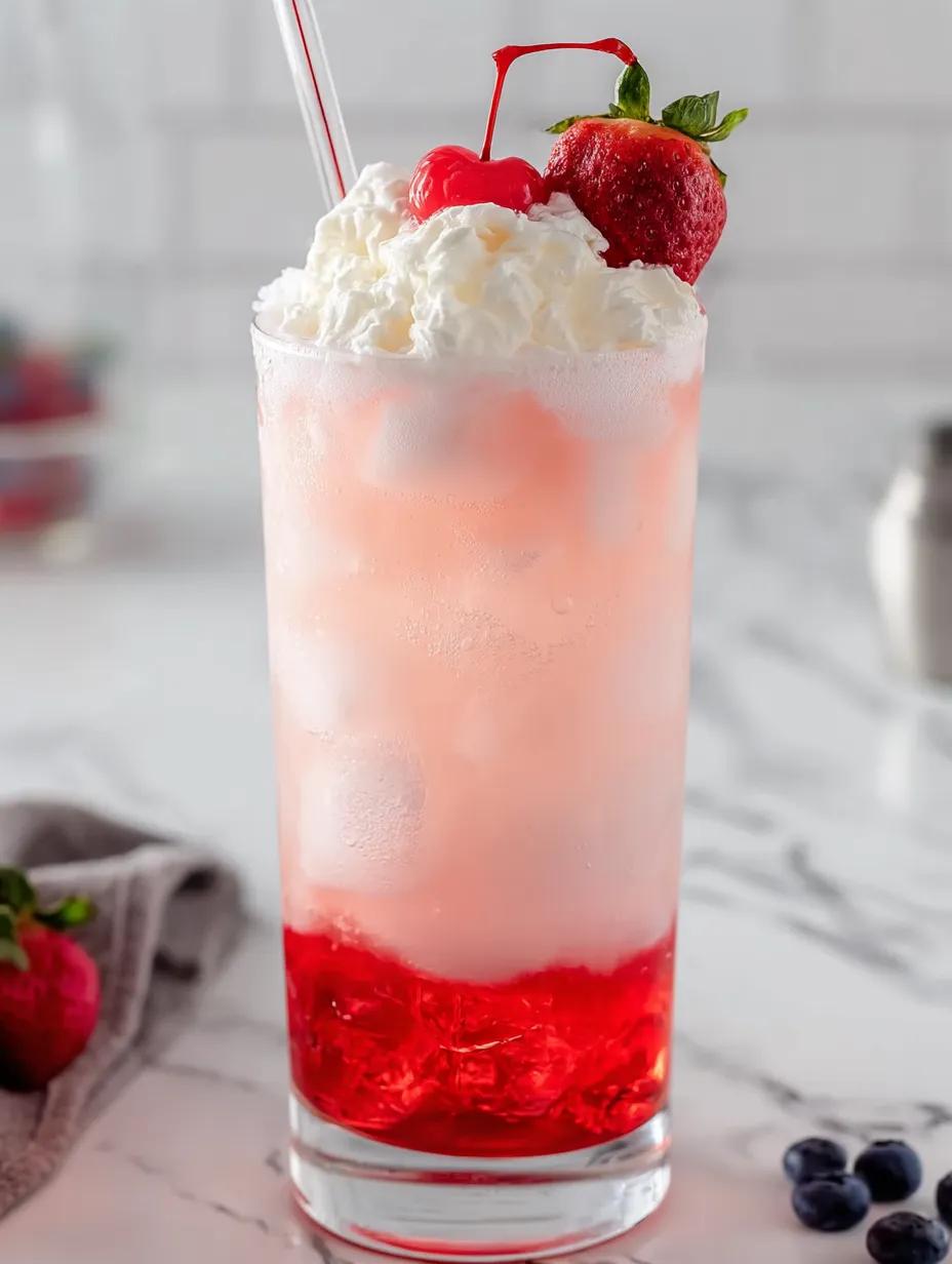 Un verre de soda crémeux avec des fraises.