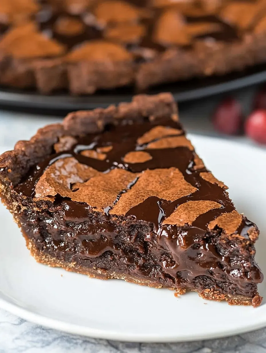 Une part de tarte façon brownie au chocolat.