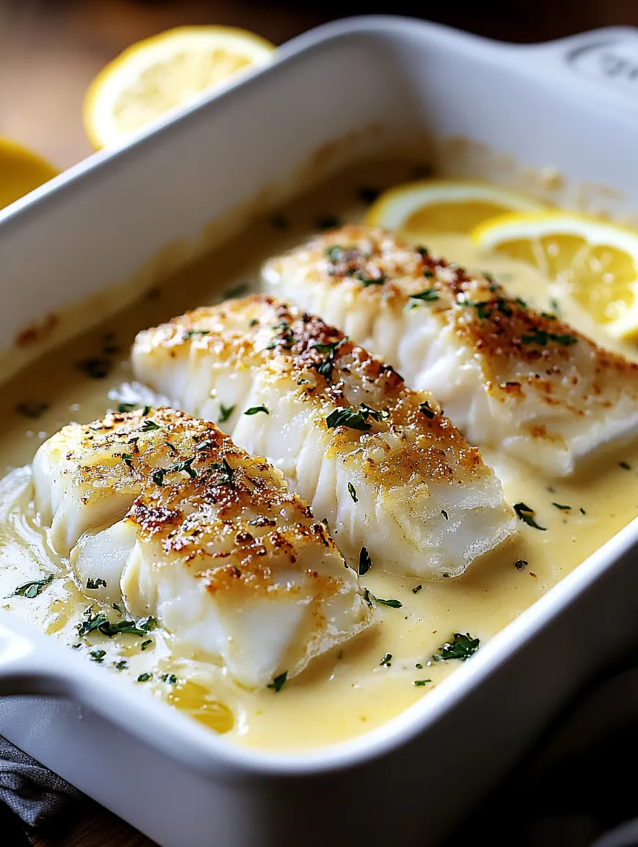 Un plat de cabillaud au four, crème coco citron.