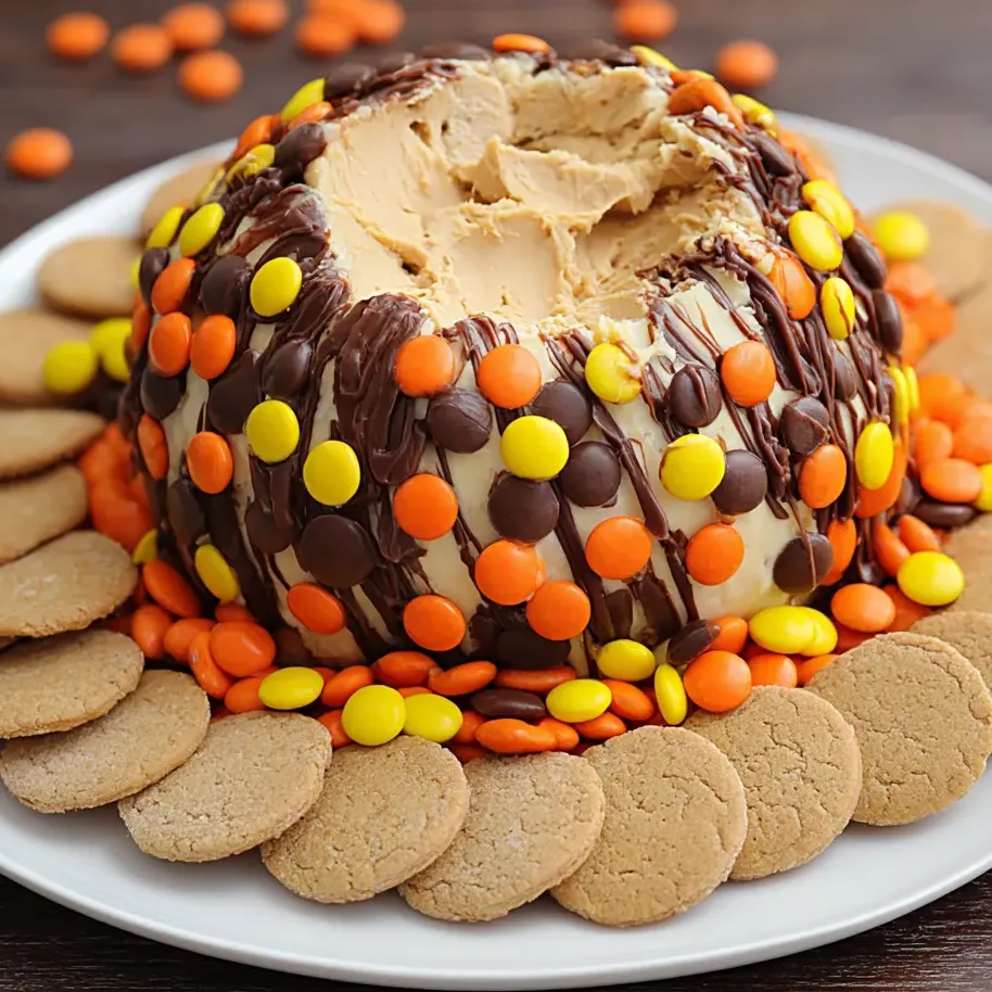 Une assiette de biscuits autour d’un dessert beurre de cacahuète chocolat au centre.