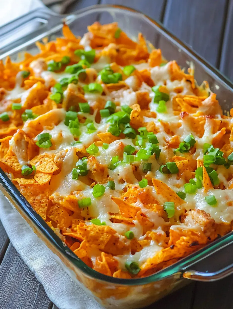 Un plat de gratin Doritos-poulet.