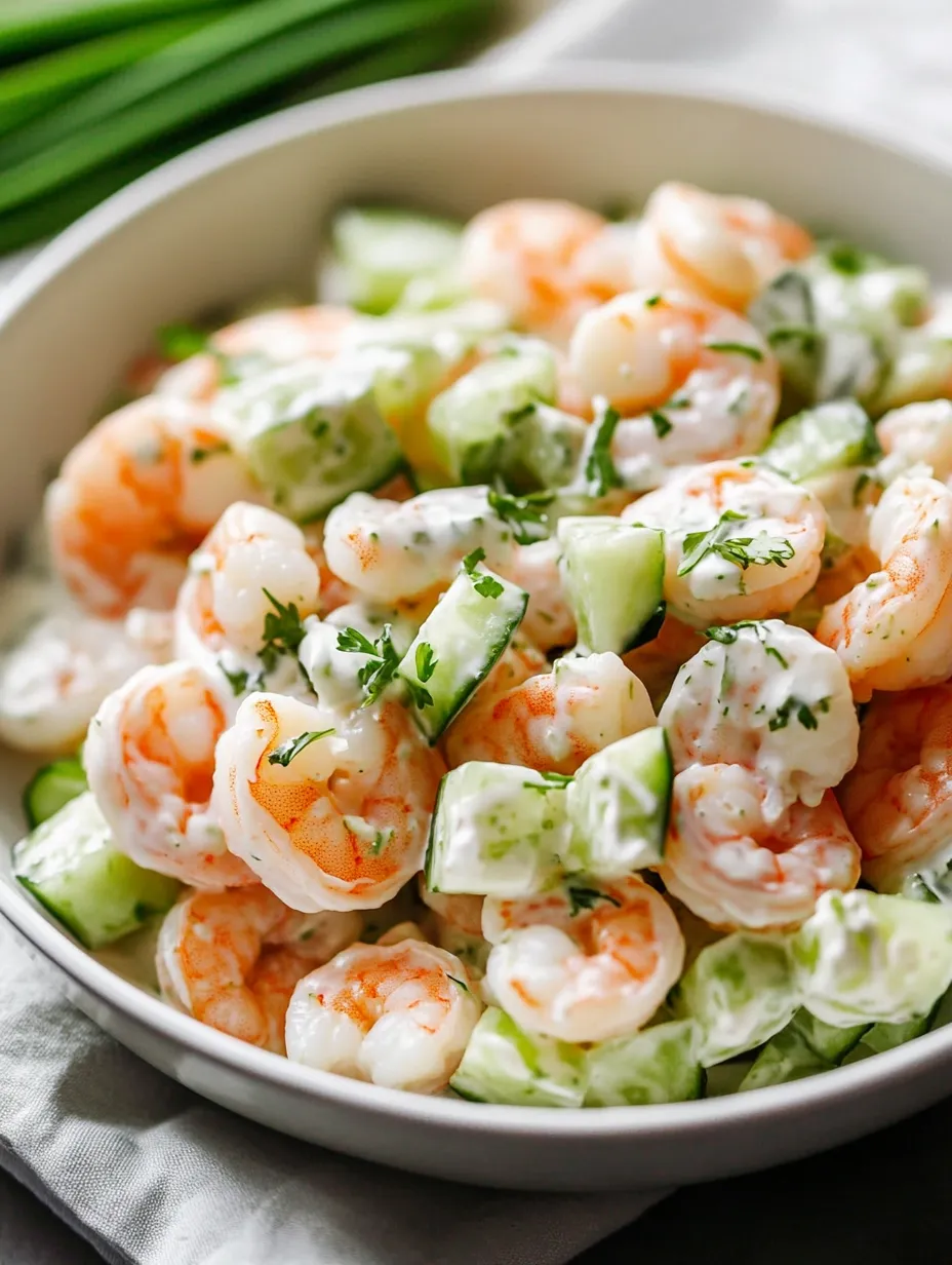 Bol garni de salade aux crevettes concombre et citron vert.