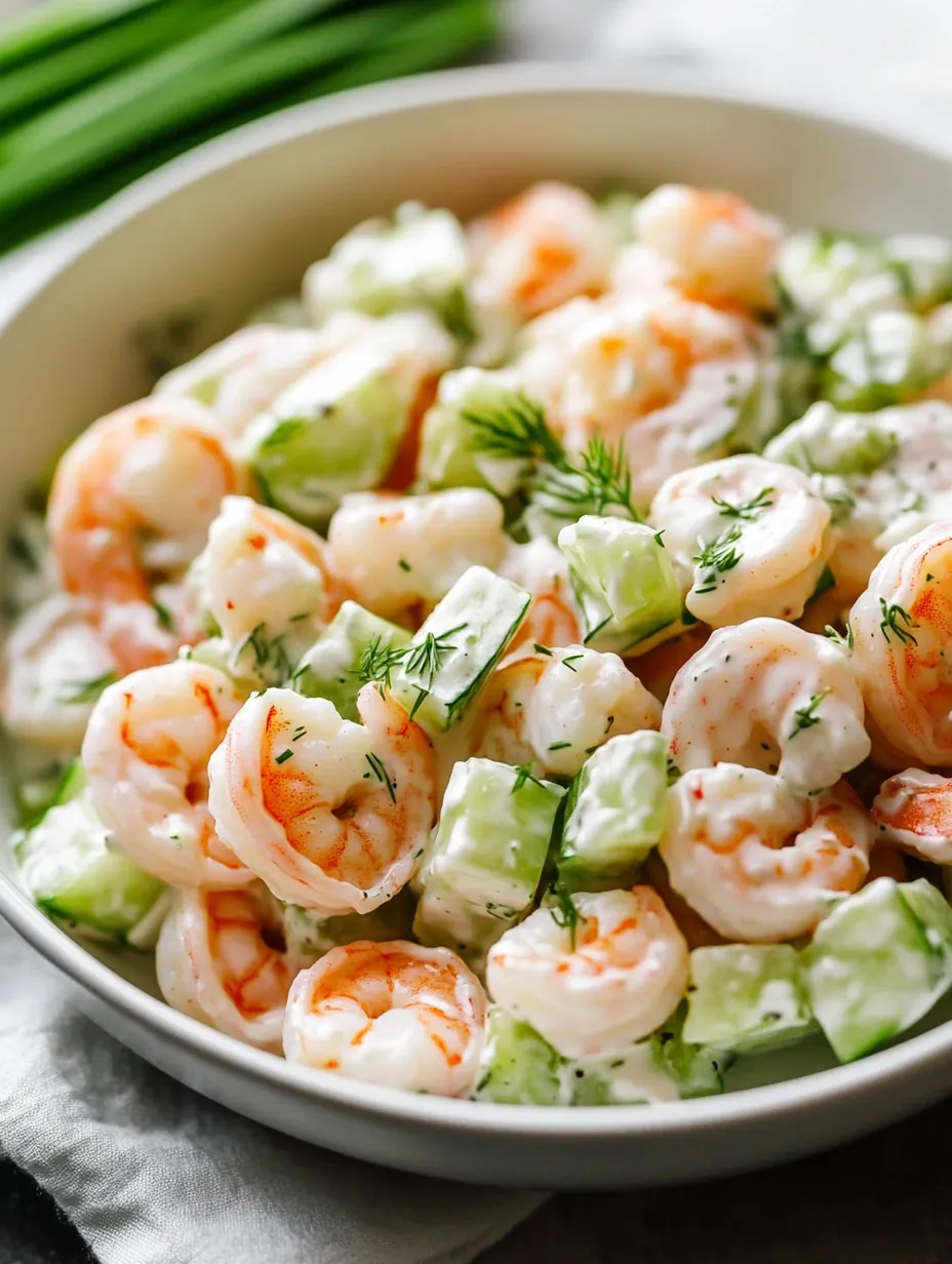 Bol garni de salade aux crevettes concombre et citron vert.