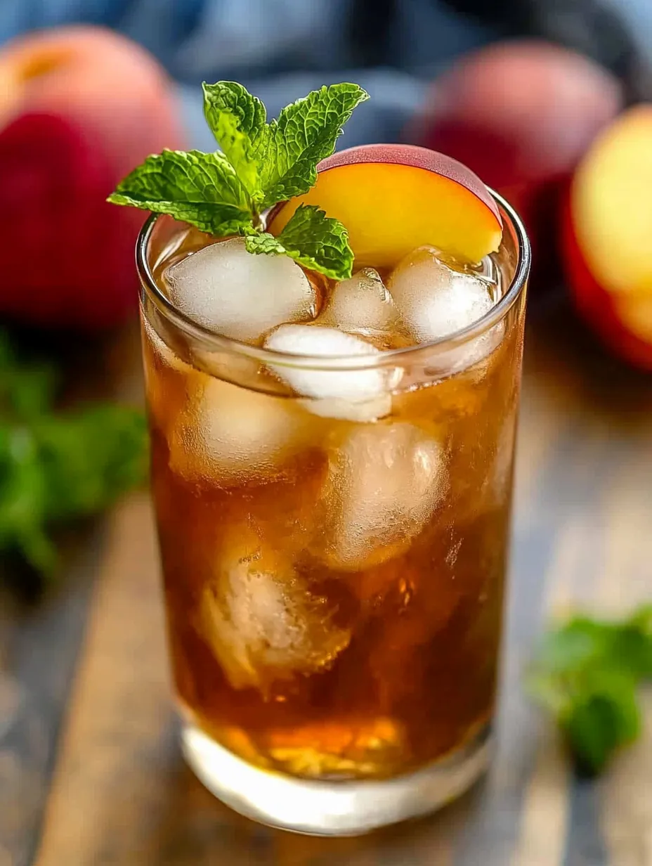Un verre de thé glacé sucré décoré avec la menthe.