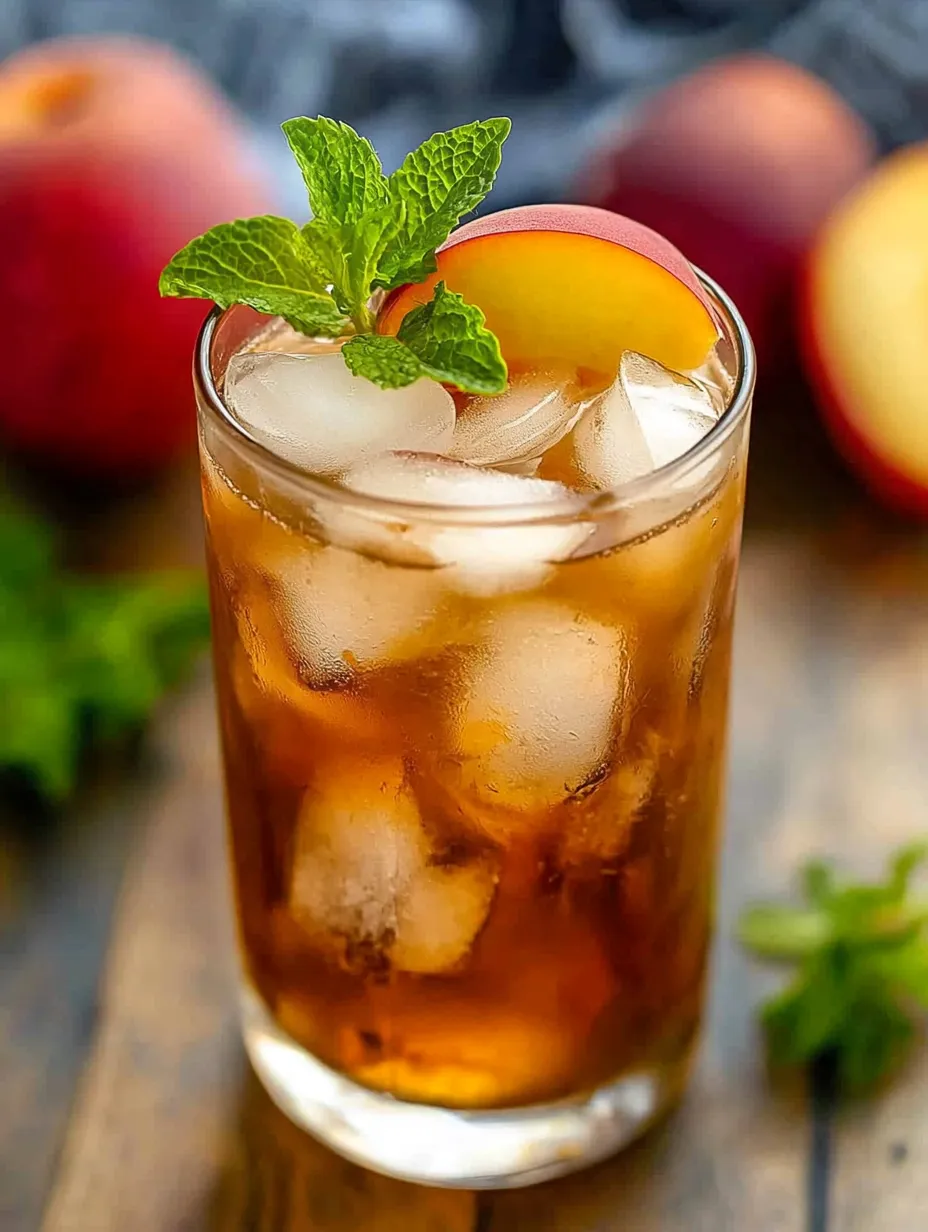Un verre de thé glacé sucré décoré avec la menthe.