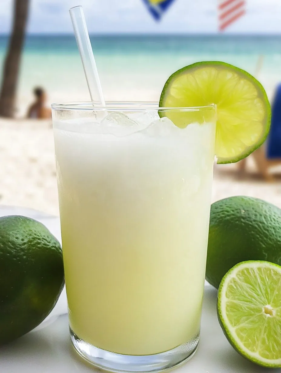 Un verre de lemonade brésilienne avec des rondelles de citron vert.