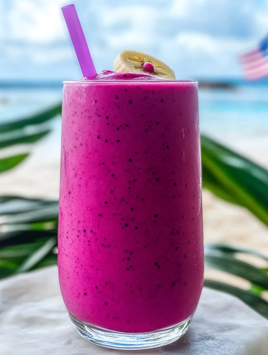 Un smoothie rose avec goût banane et vanille.