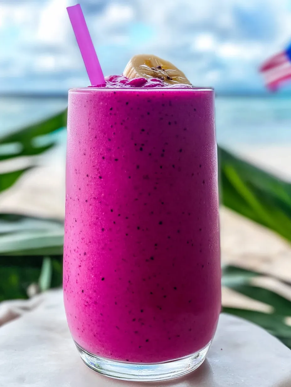 Un smoothie rose avec une paille.