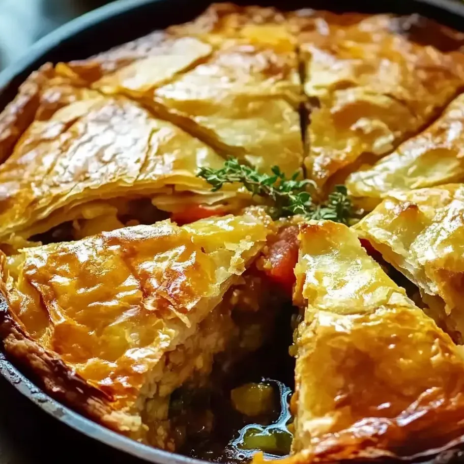 Une part de tourte au poulet façon grecque.