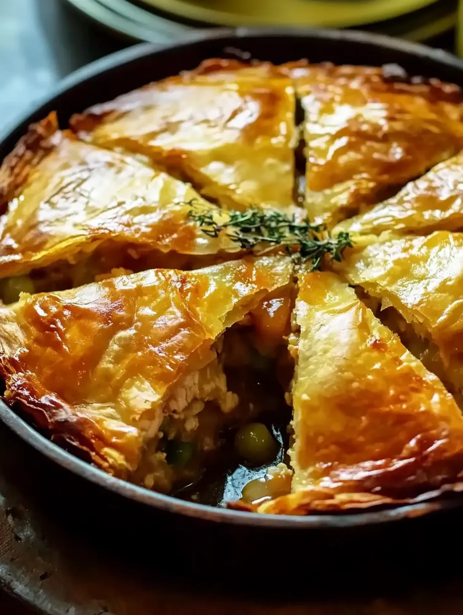 Une part de feuilleté grec au poulet.