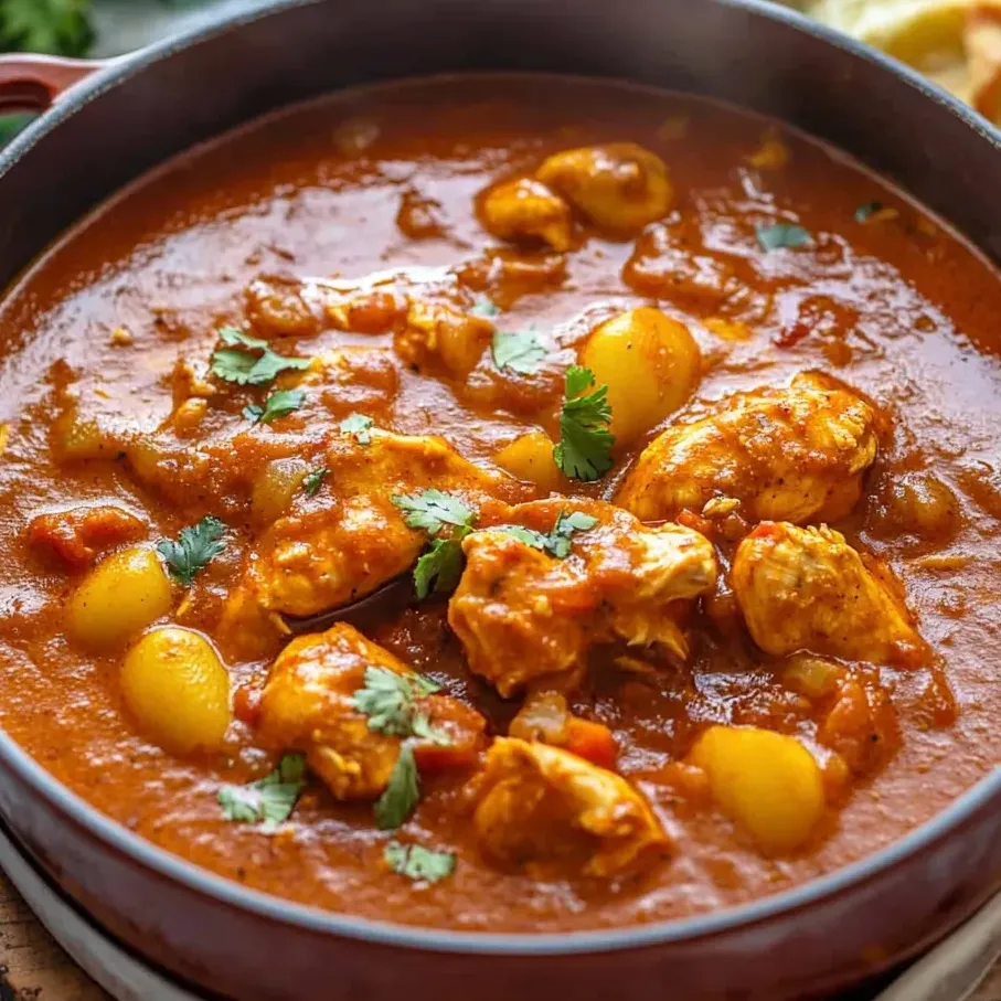 Un bol de poulet marocain aux épices.