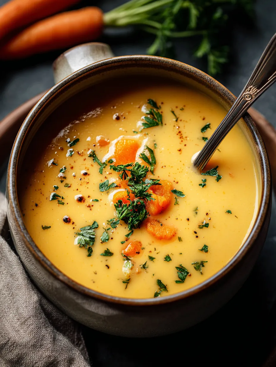 Un bol de soupe avec carottes.