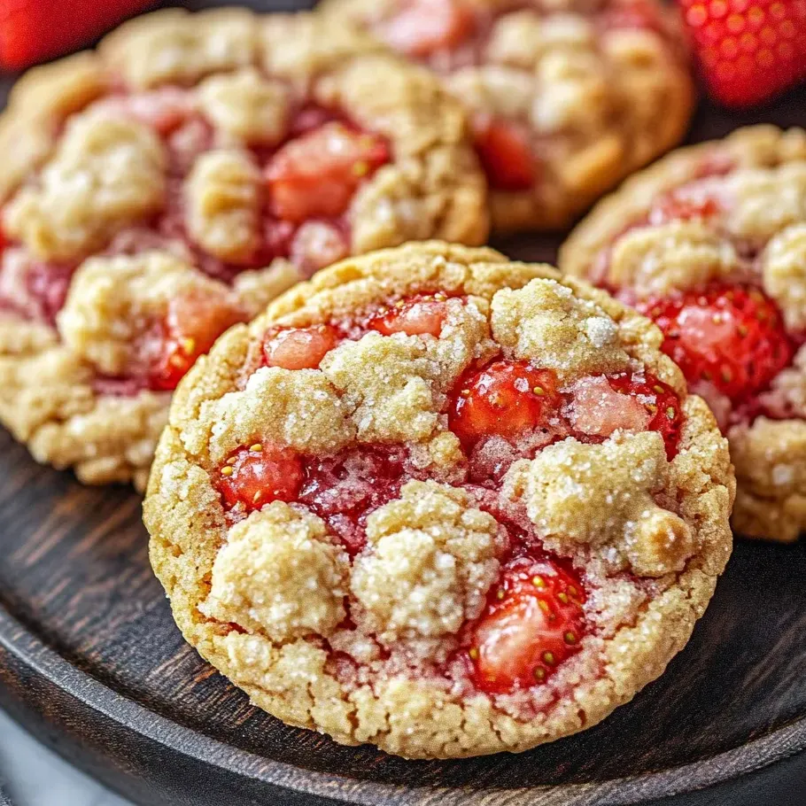 Un biscuit avec plein de fraises dessus.