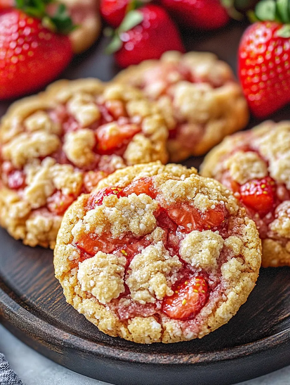 Un biscuit avec des fraises sur le dessus.