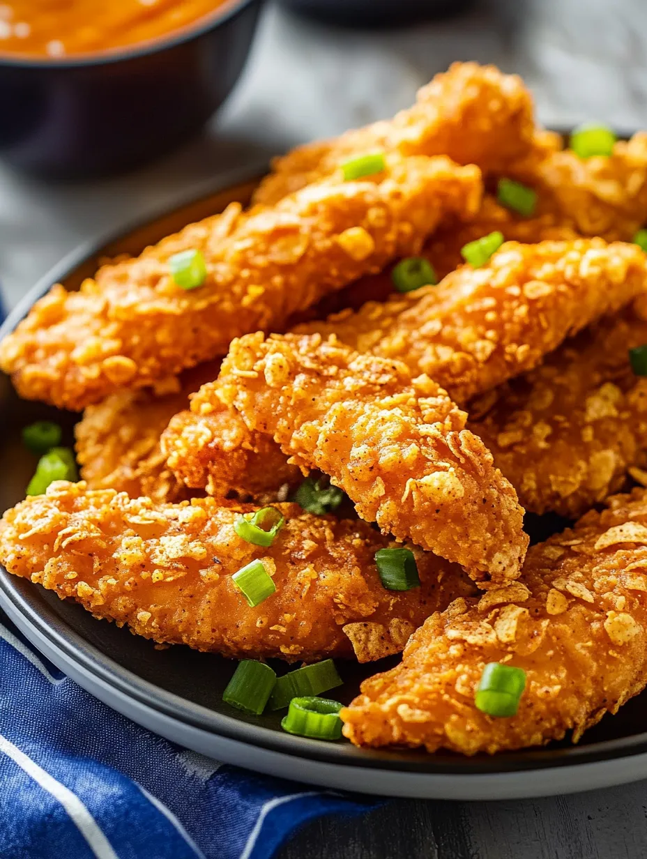 Une assiette de poulet frit avec des oignons verts.