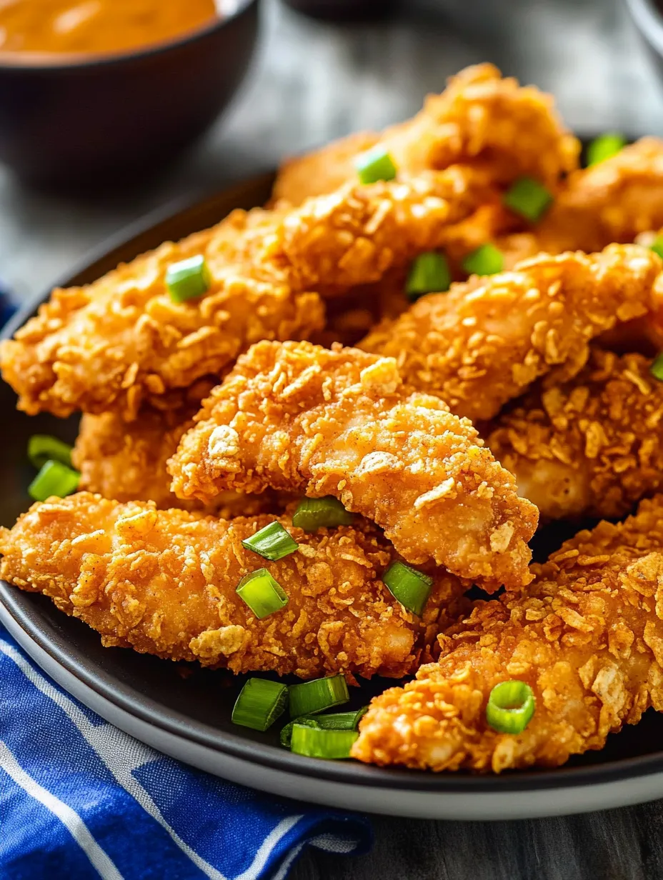Une assiette de poulet frit avec des oignons verts.