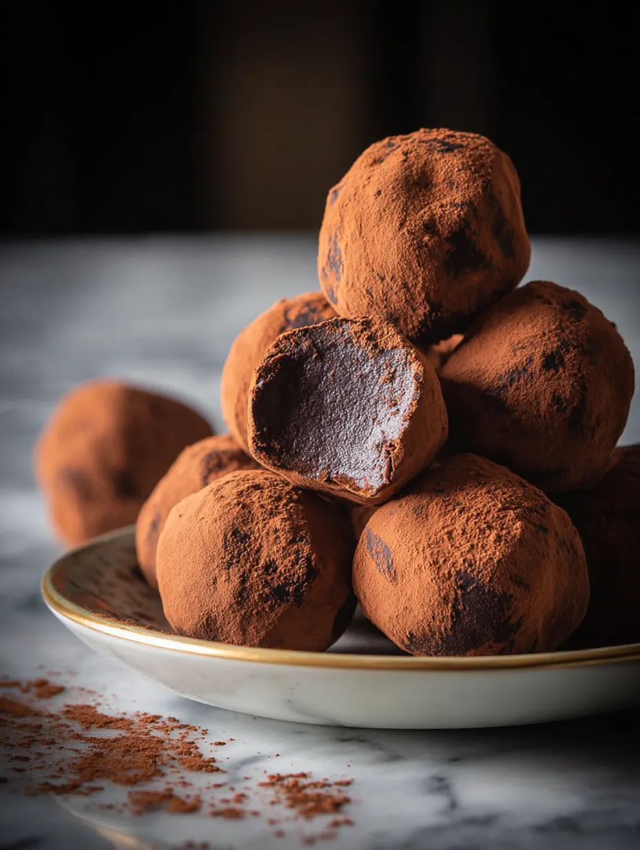 Boules de chocolat posées sur une assiette.