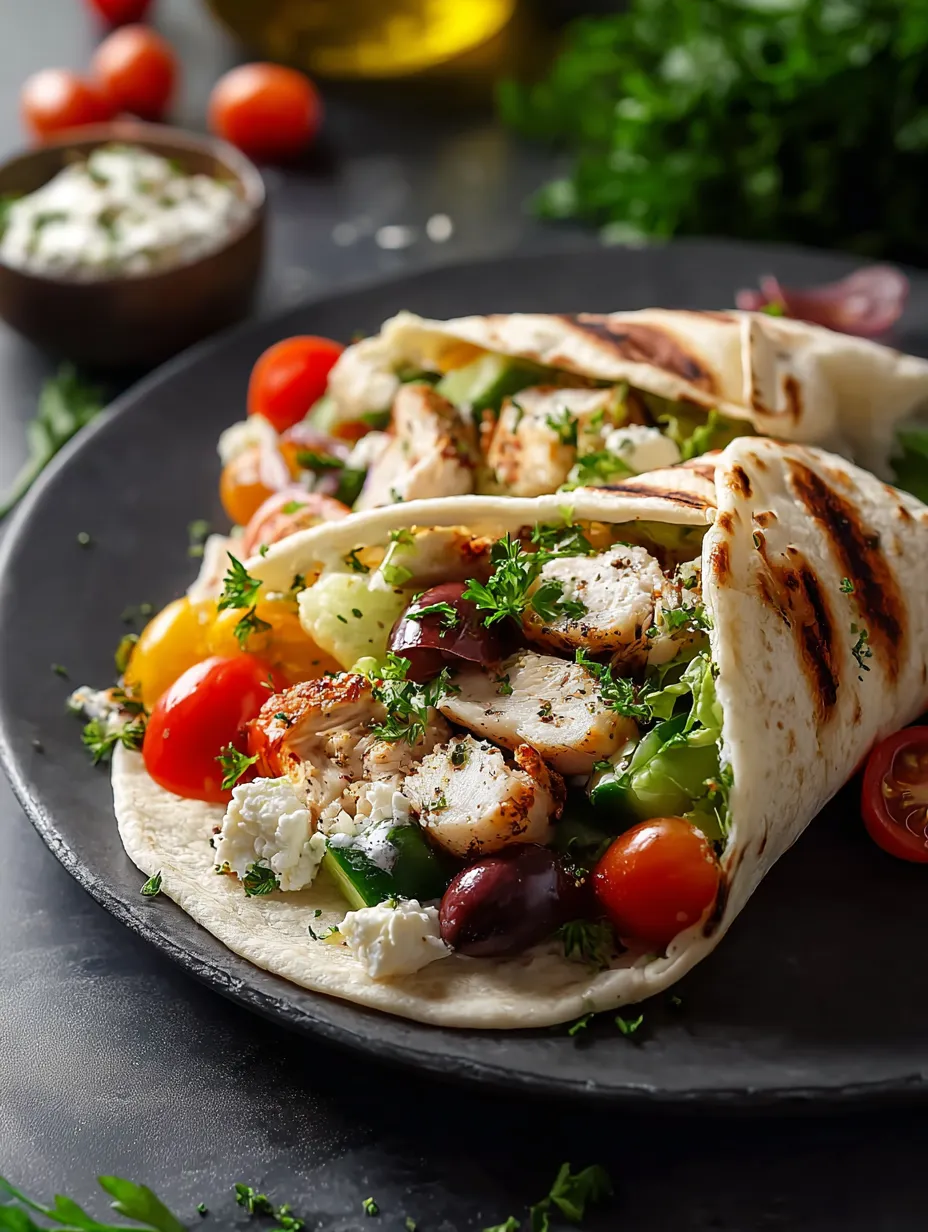 Une assiette avec un wrap et un bol de sauce.
