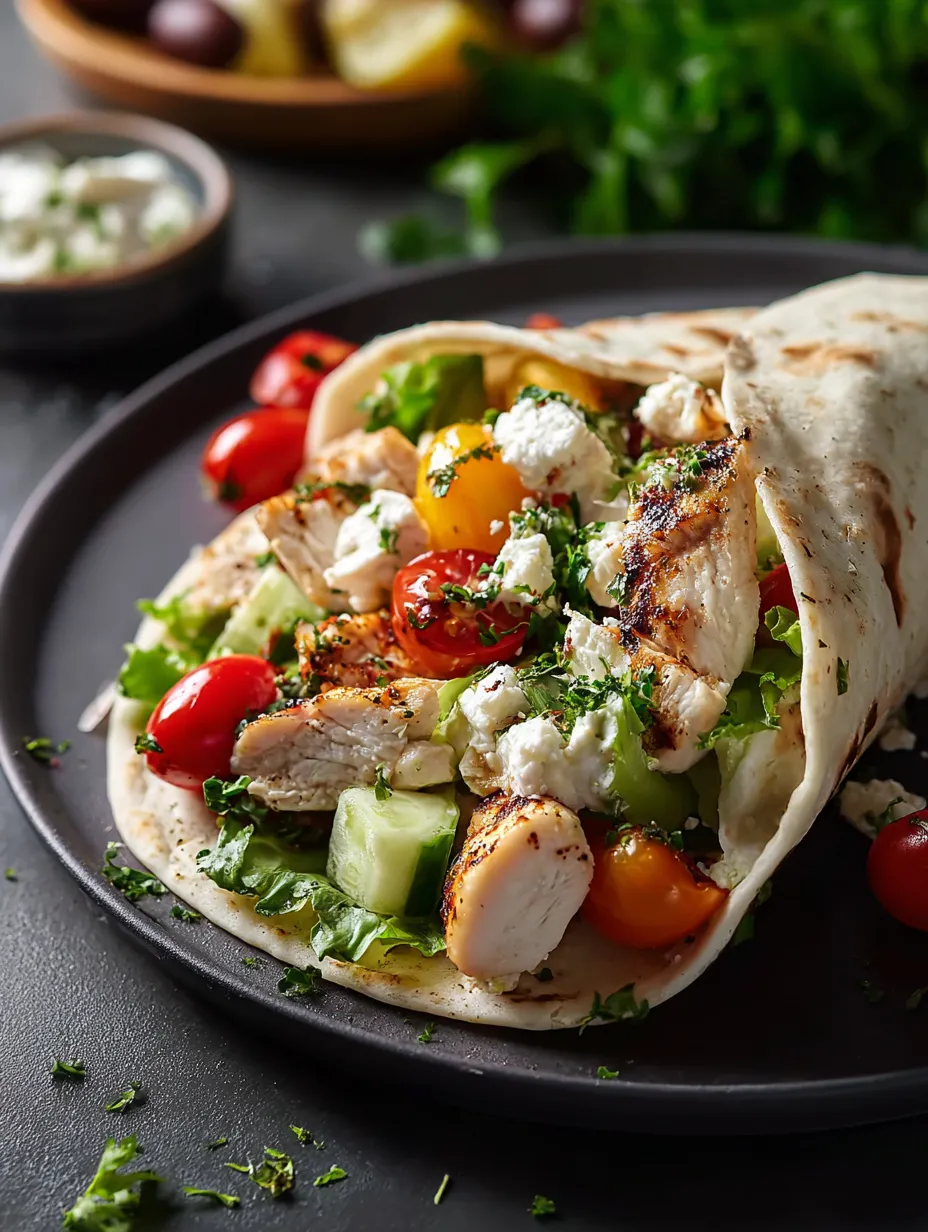 Une assiette avec un wrap et des tomates.