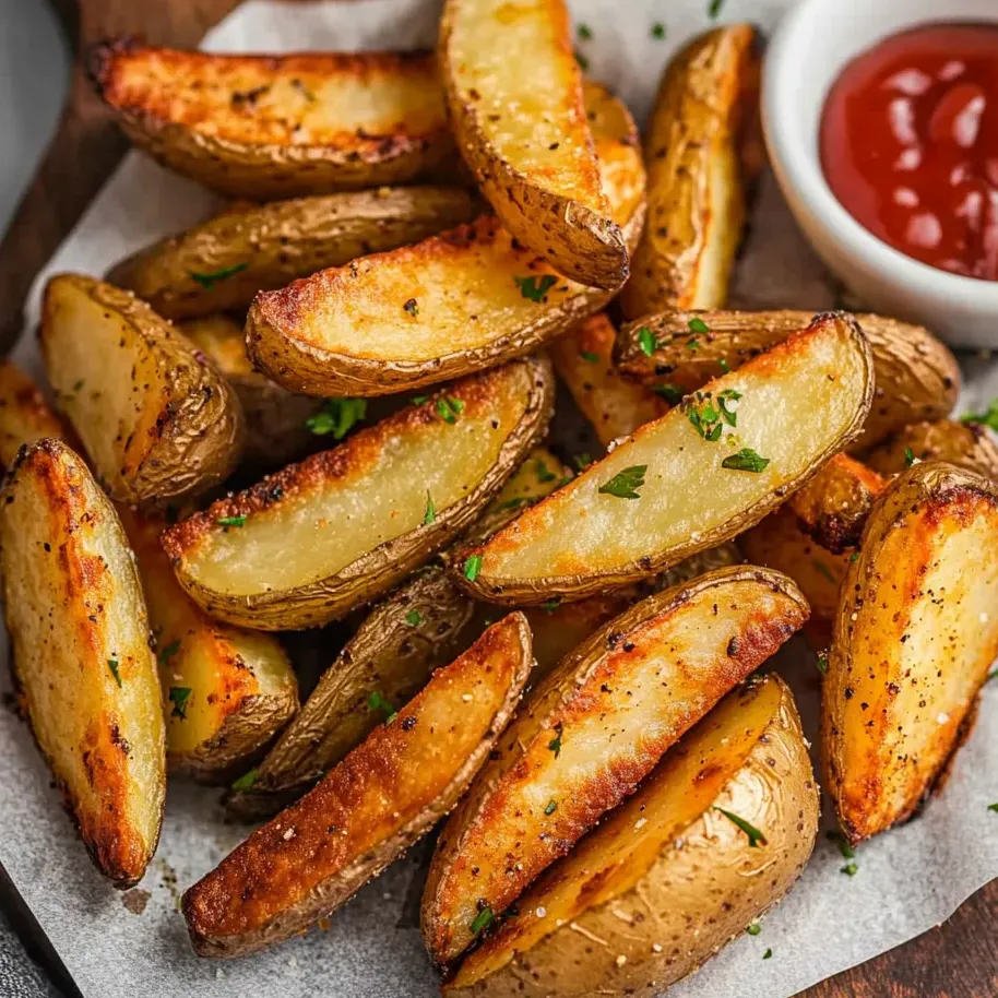 Une assiette de frites et du ketchup.