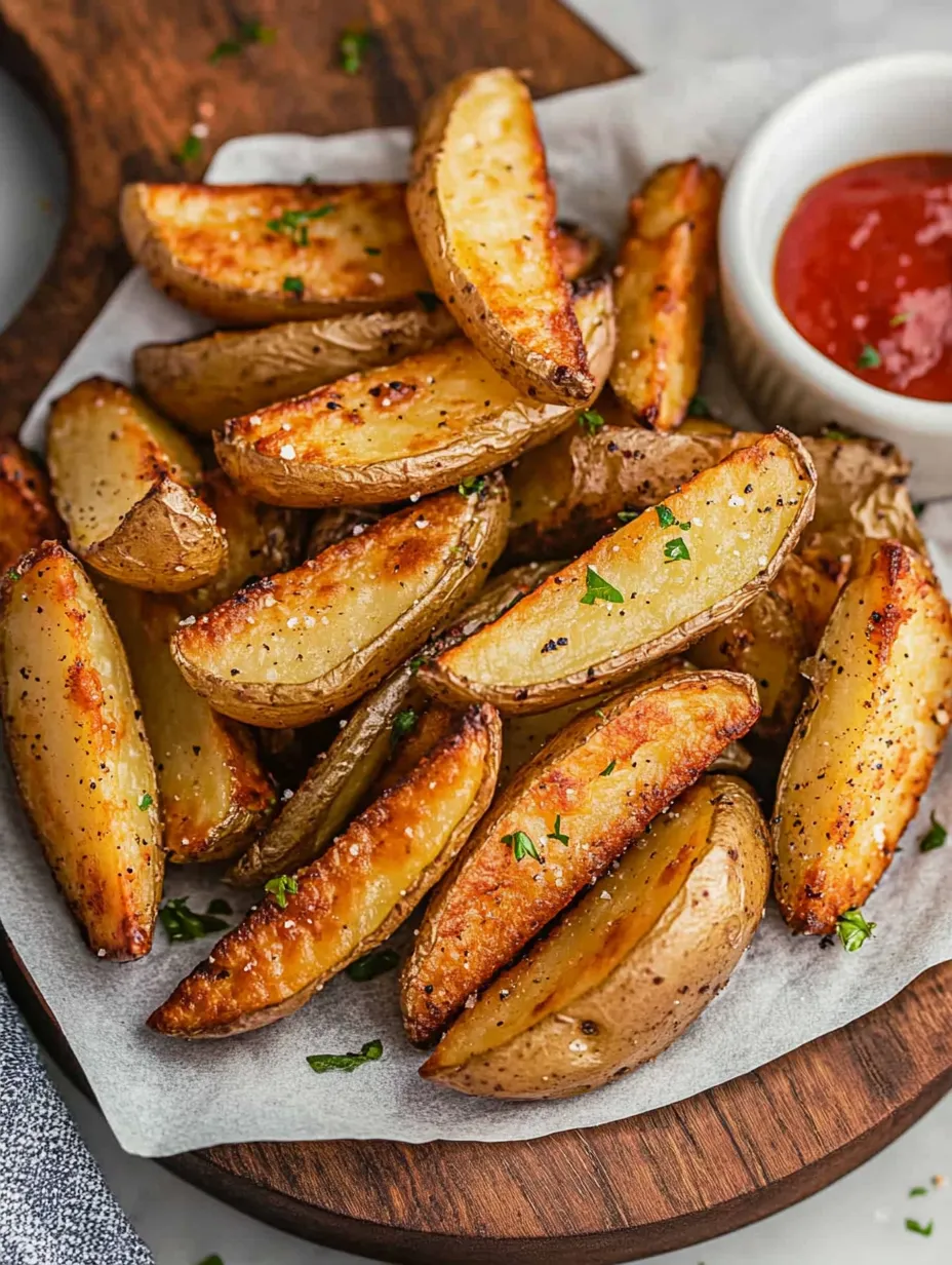 Une assiette de frites avec du ketchup.