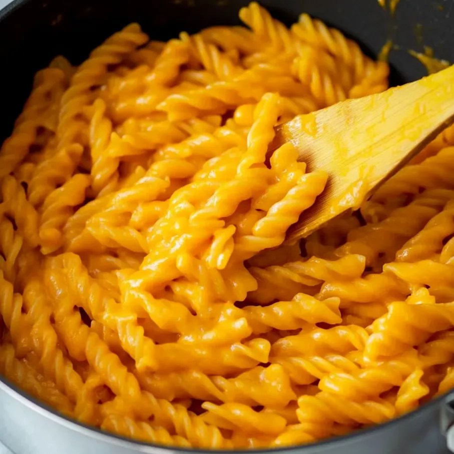 Un bol jaune de pâtes.