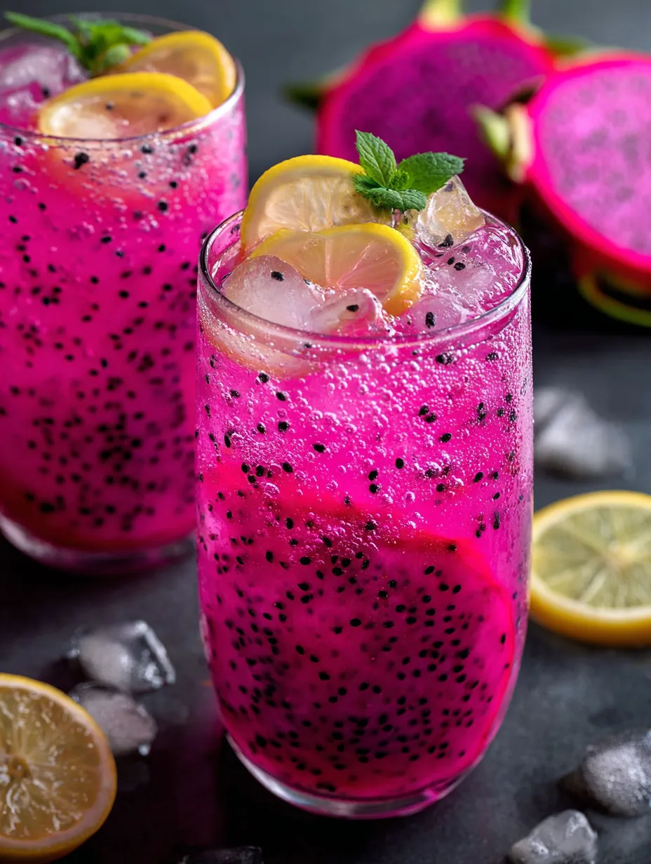 Un verre rose, décoré de rondelles de citron.