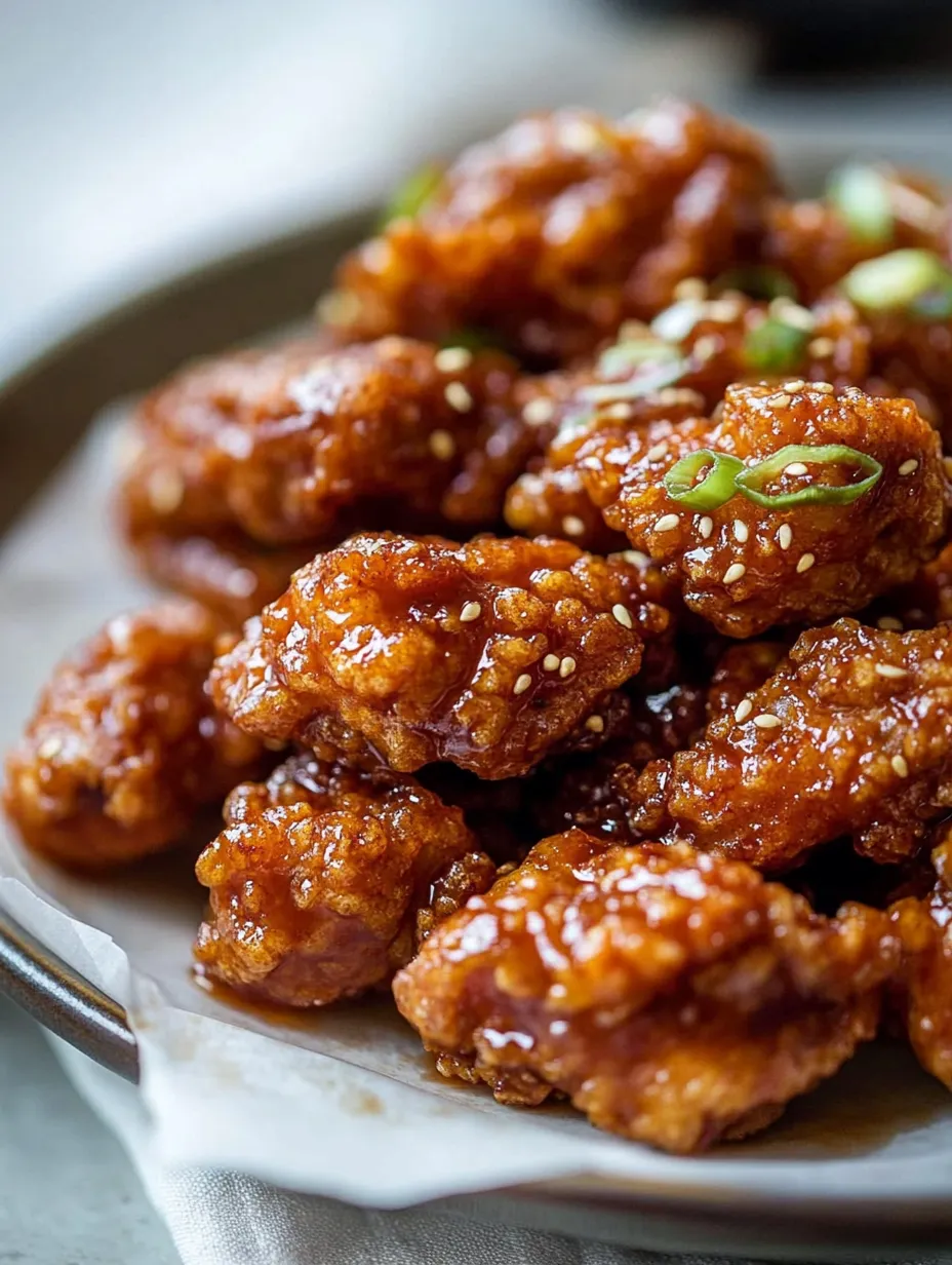 Une assiette de poulet nappée de sauce.