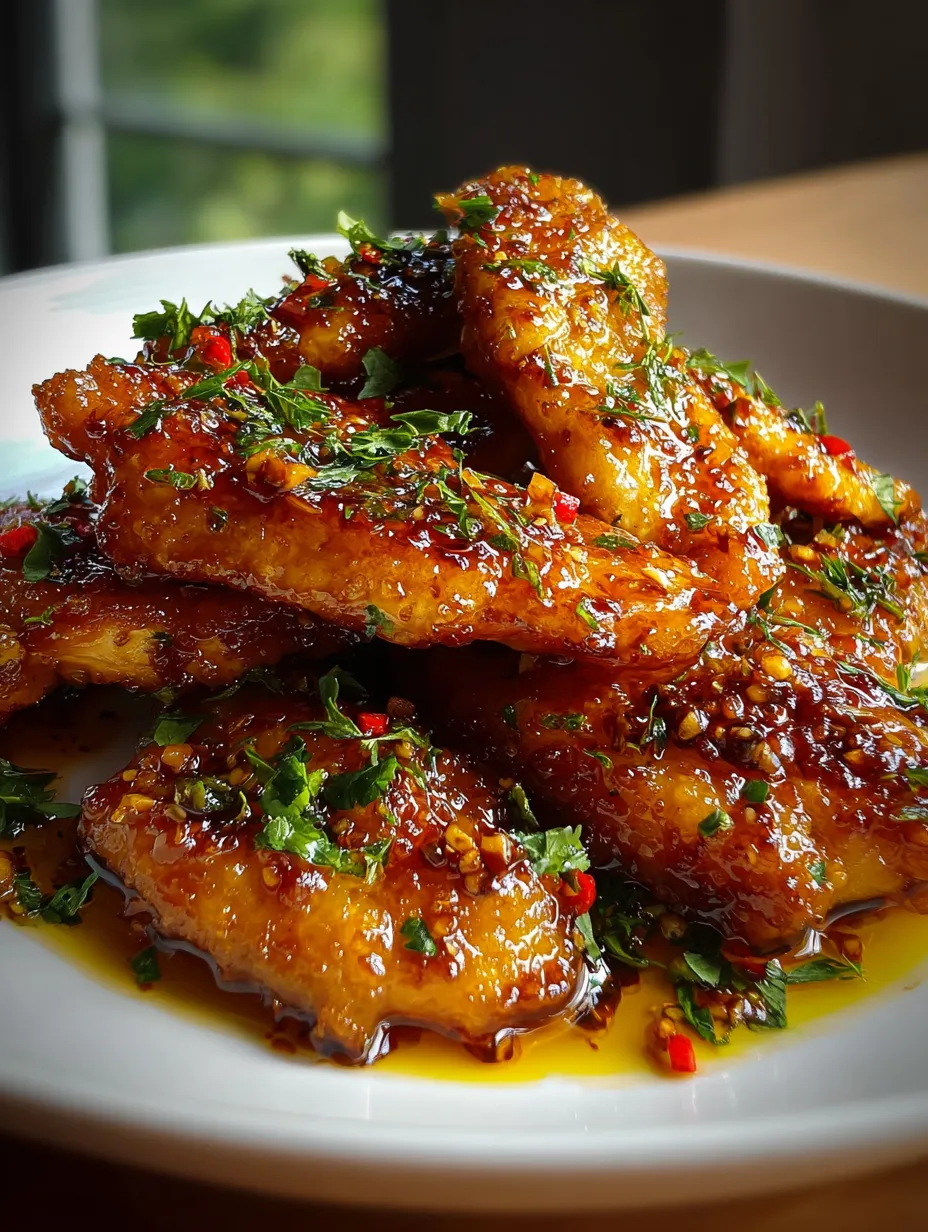 Une assiette de plat nappé de sauce.