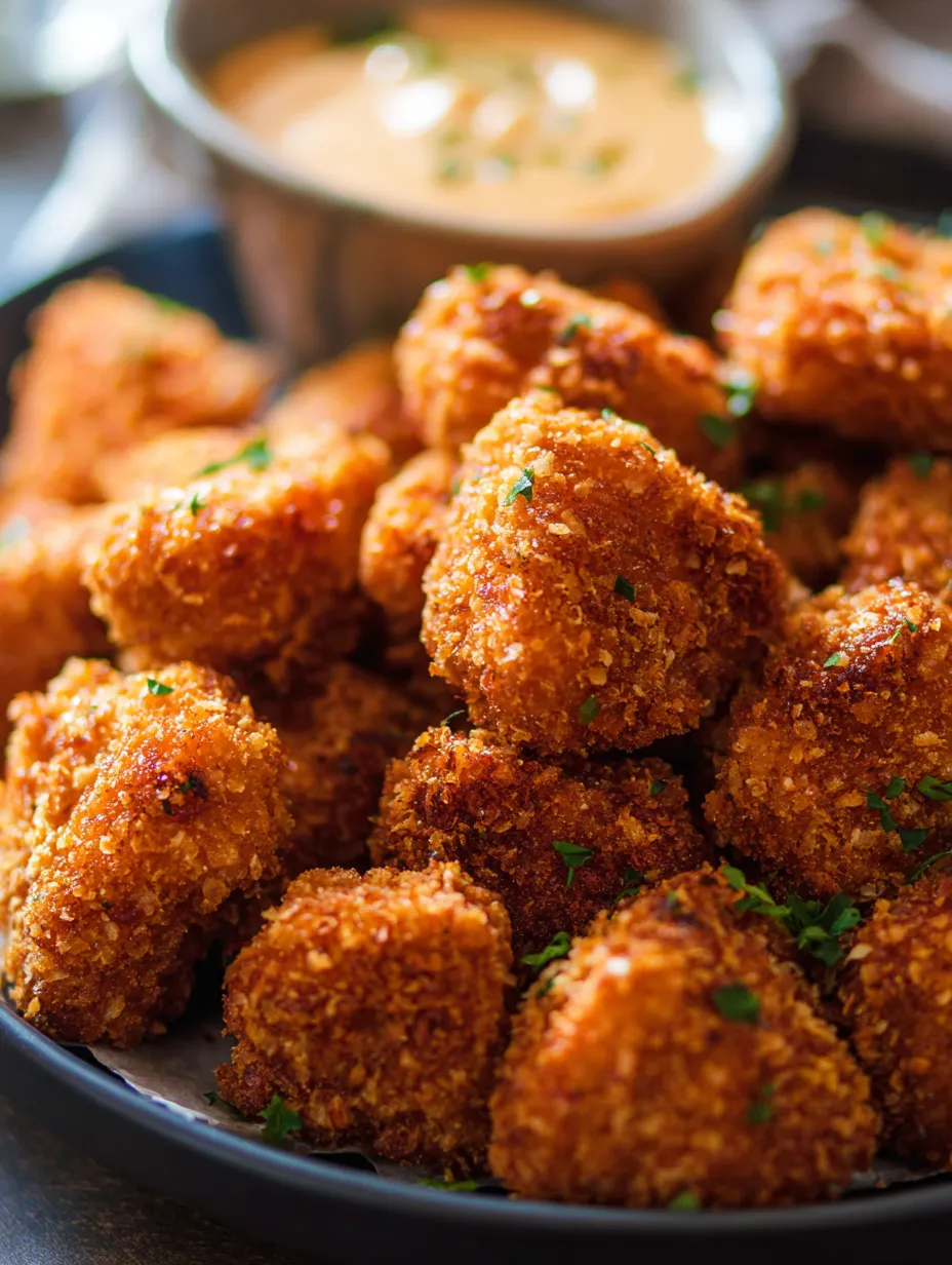 Un bol de gourmandises croustillantes avec une sauce trempette.