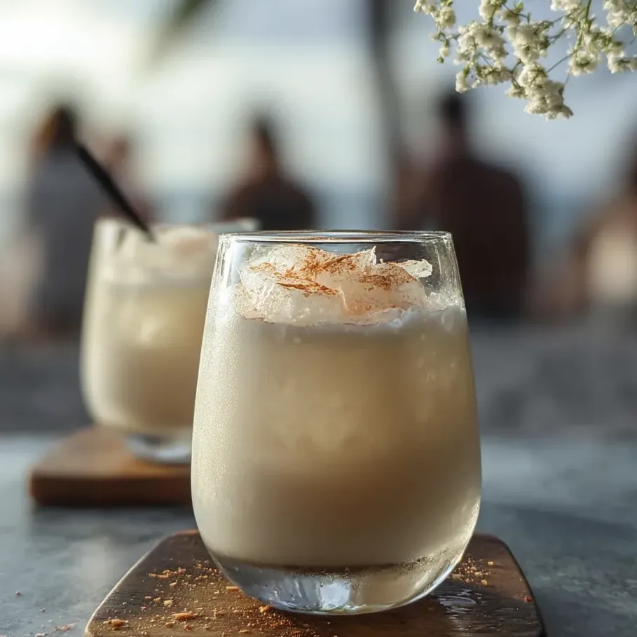 Deux verres de lait avec de la cannelle sur la table.