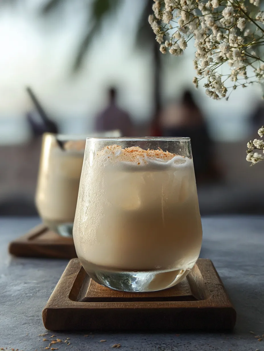 Deux verres de lait parsemés de cannelle sur une table.