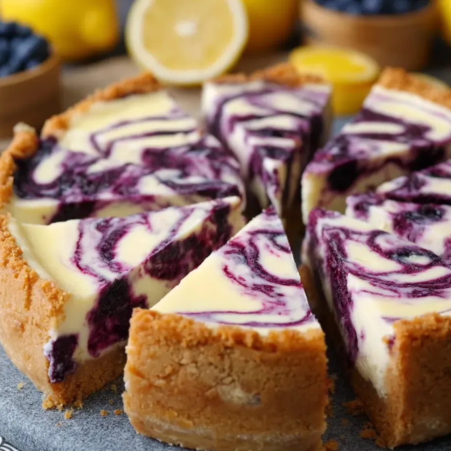 Une part de cheesecake à la myrtille.