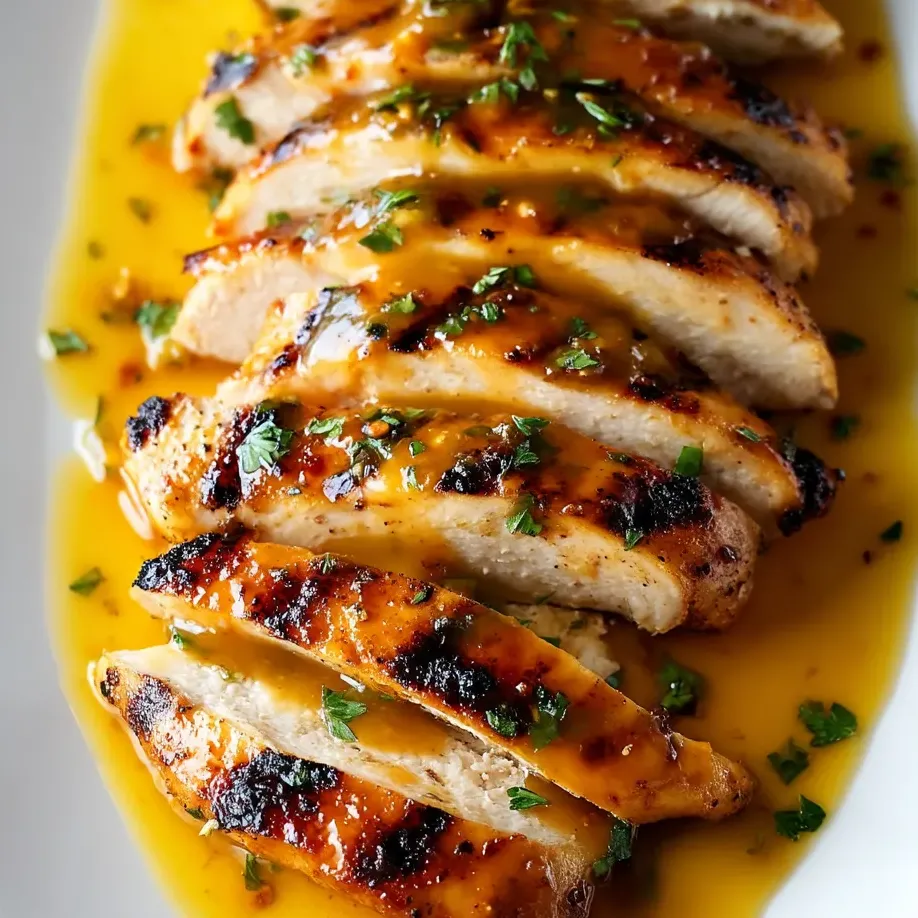 Poulet nappé de sauce servi à l’assiette.