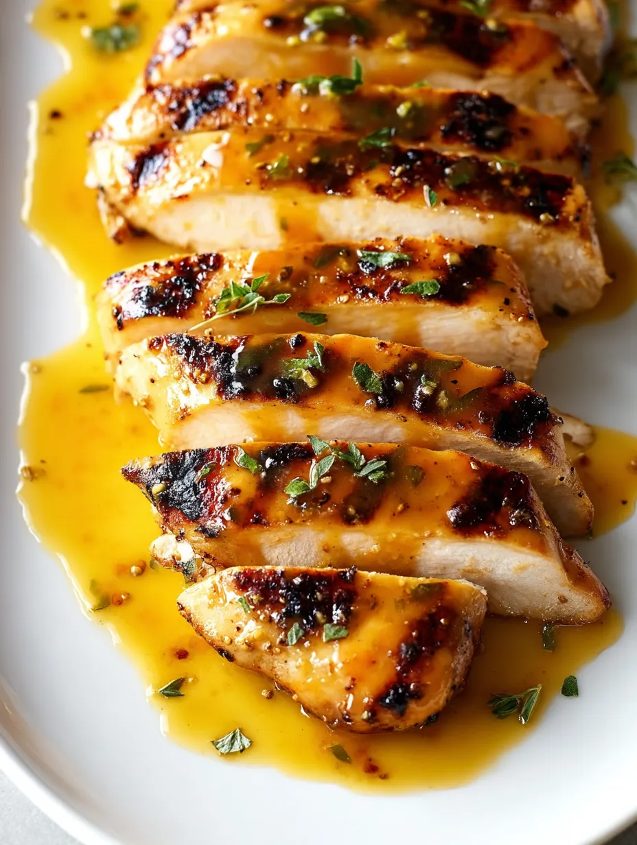 Poulet nappé de sauce dans une assiette.