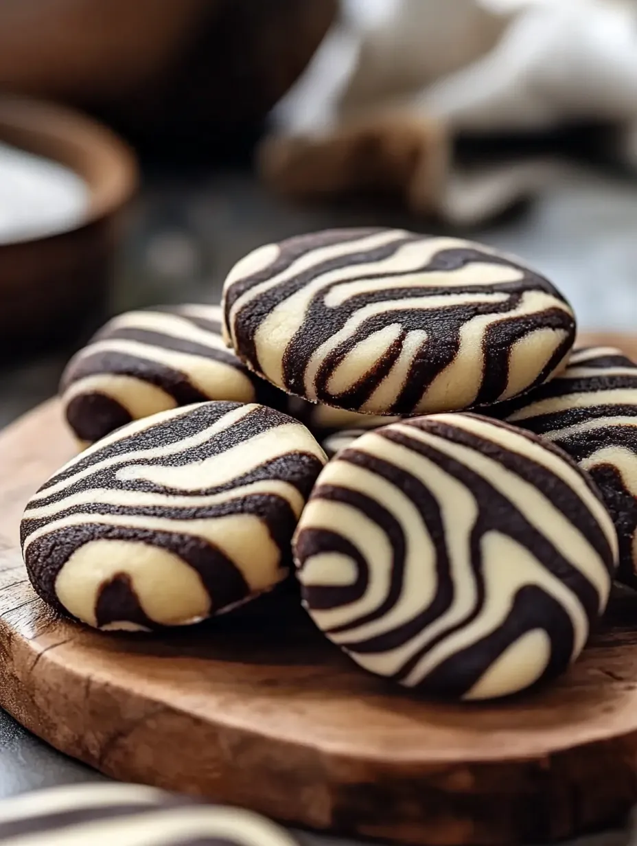 Pile de biscuits marbrés chocolat et blanc.