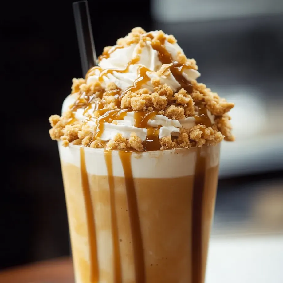 Un grand verre garni de sauce caramel et crème fouettée.