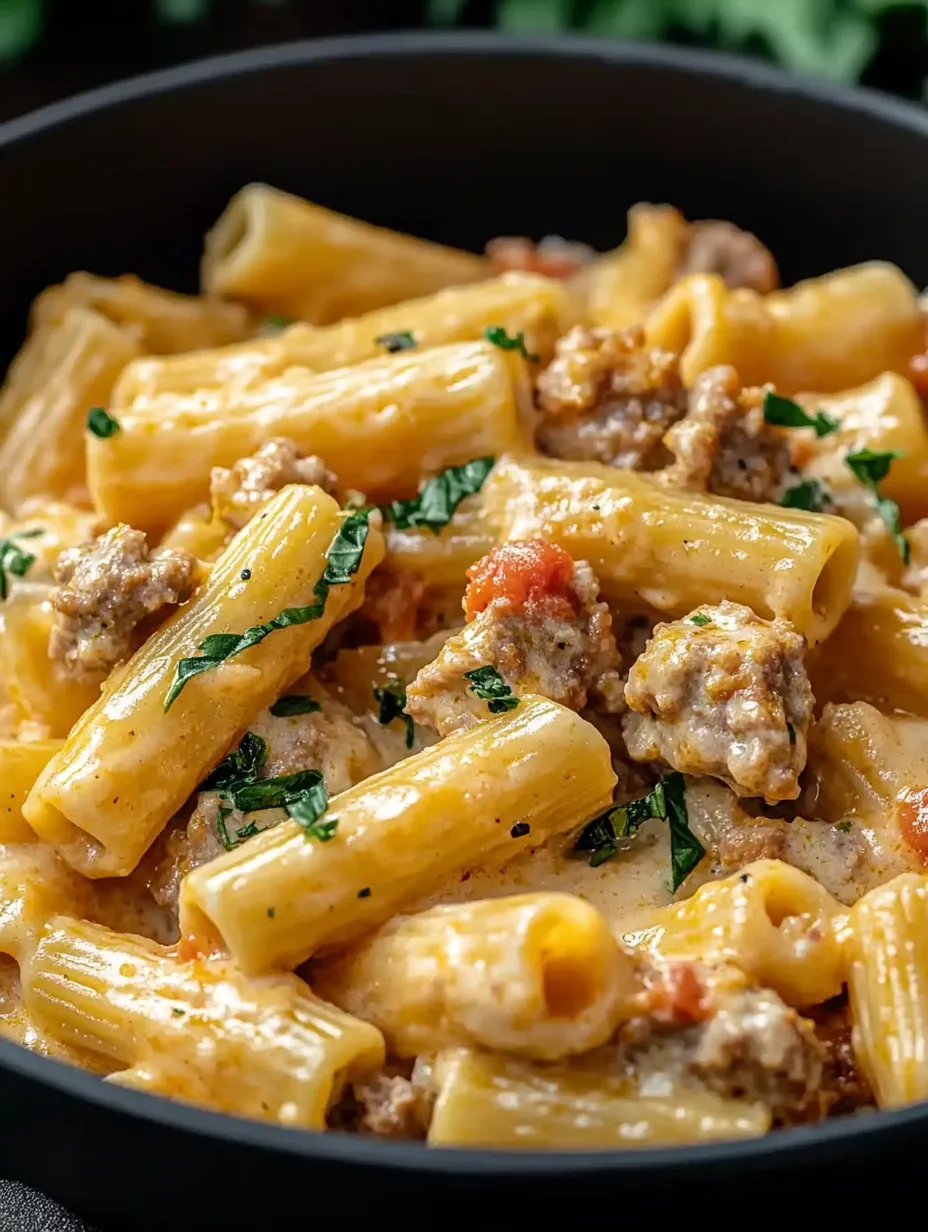 Un grand bol de pâtes avec tomate et viande.