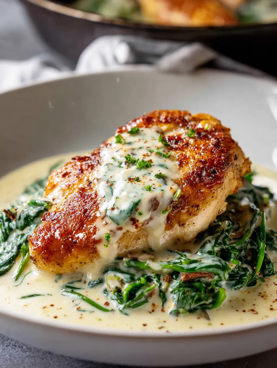 Un blanc de poulet nappé de sauce.