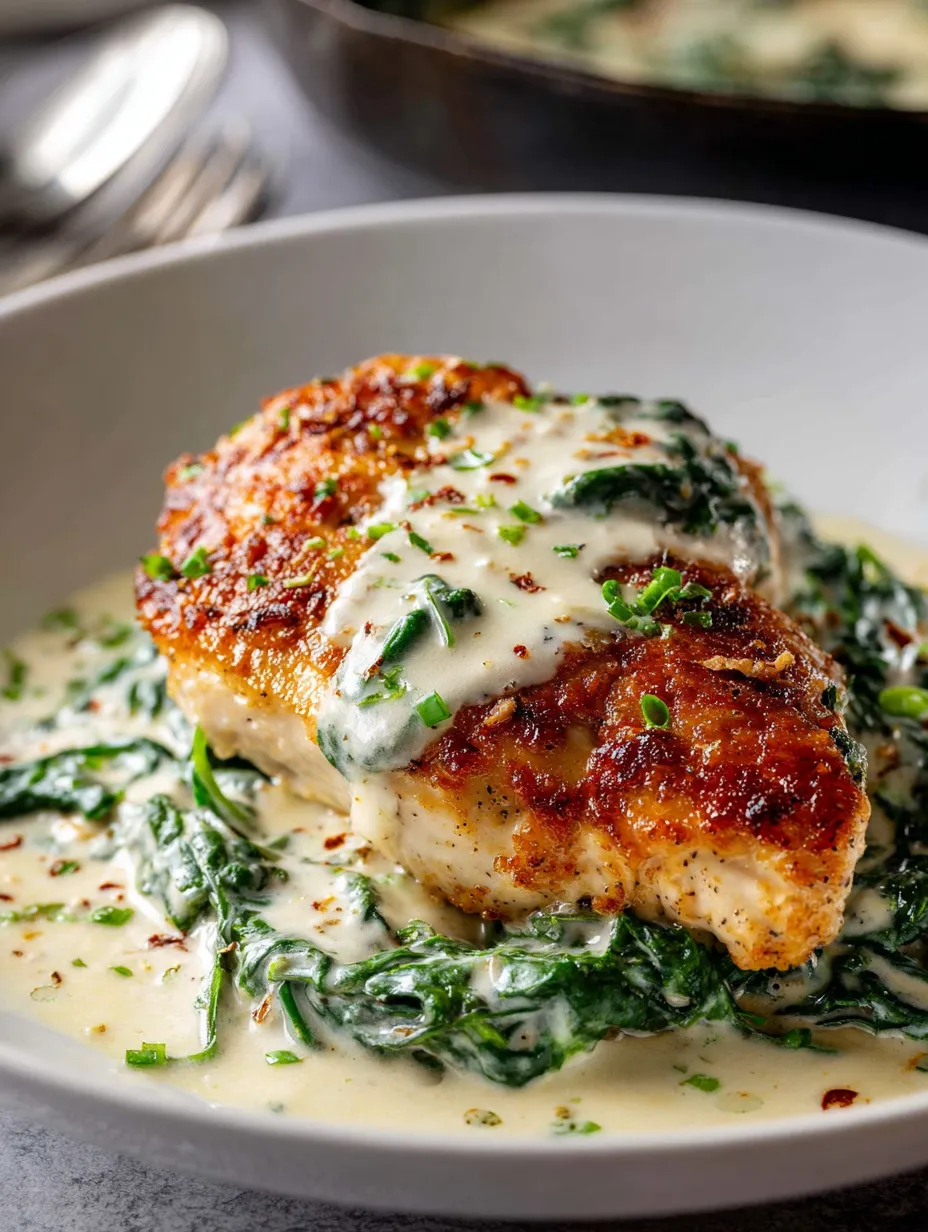 Un blanc de poulet nappé de sauce.