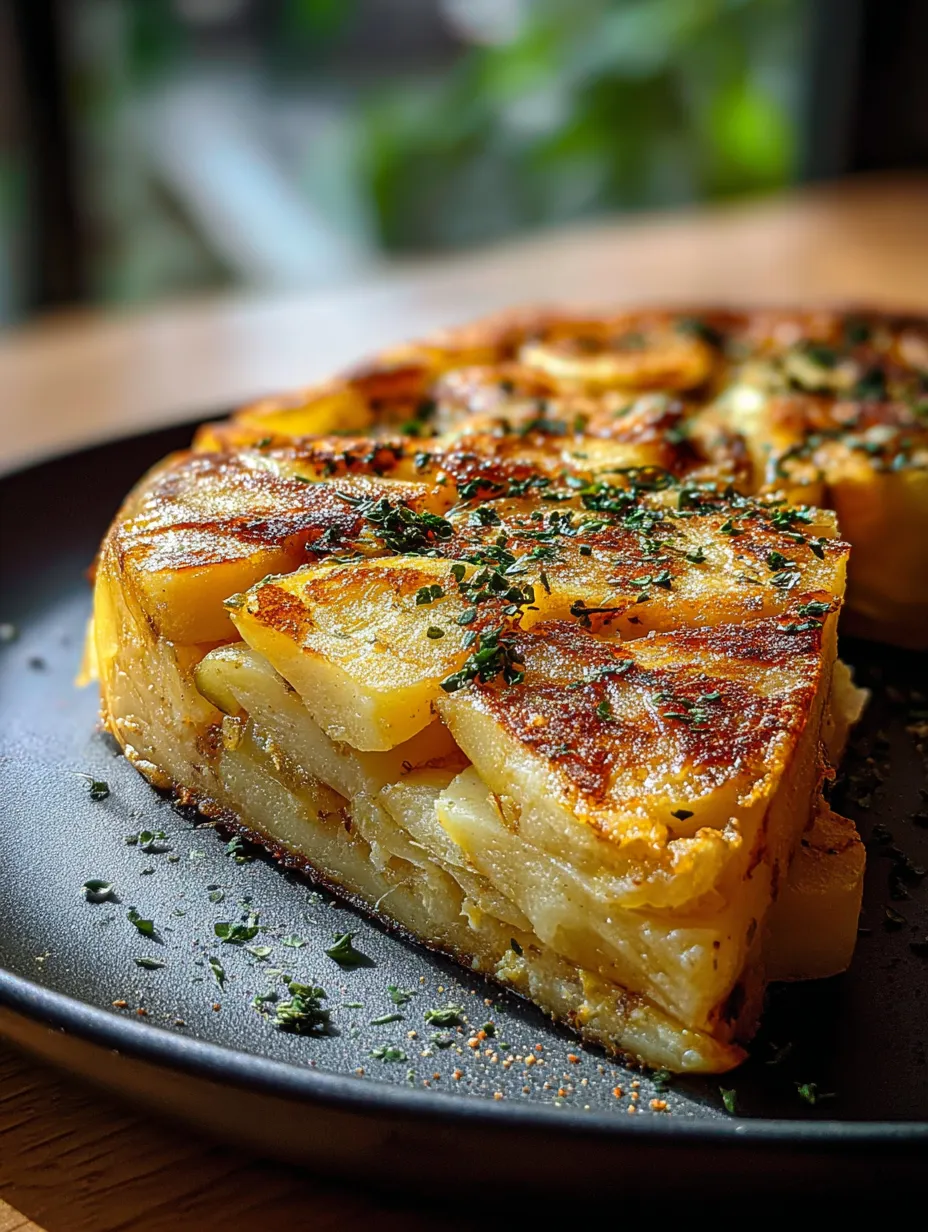Une tranche de tourte de pommes de terre dans une assiette.