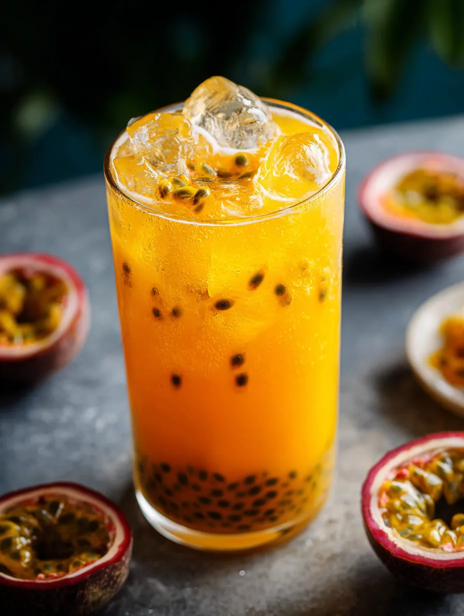 Un verre de jus orange avec une tranche de citron dedans.