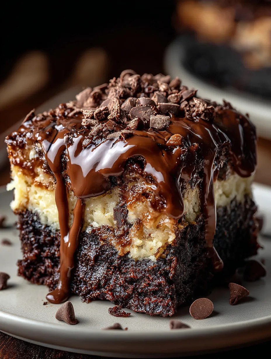 Un dessert au chocolat nappé de chocolat fondu.